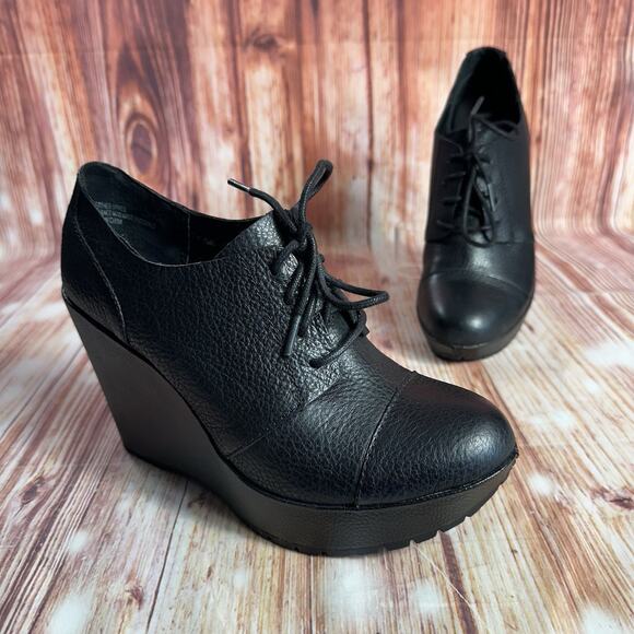 Kork-Ease Shoes - Kork Ease JANELLE Sz 7.5 Leather Oxford Wedge High Heel Bootie Shoes Witchy Goth
